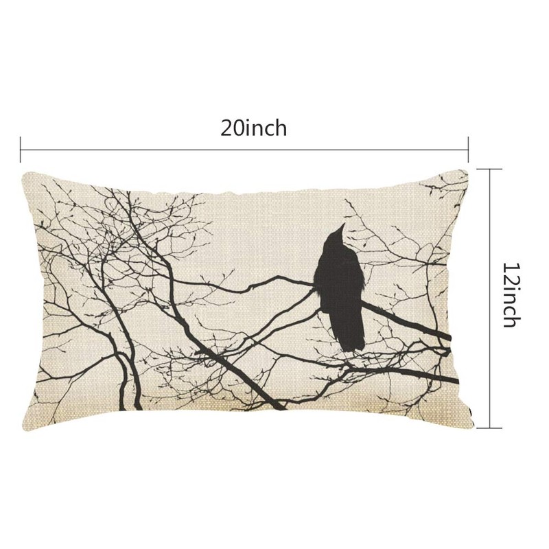 Nicokee Throw Pillow Cover Gothic Raven On A Tree Branch