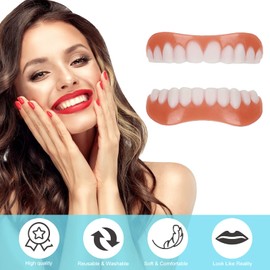 False Teeth Veneers, Veneer Teeth Cosmetic Tooth Cover Fake Teeth Temporary Denture Artificial Teeth Dentures White Cosmetic Teeth Temporary Prostheses for Women Men