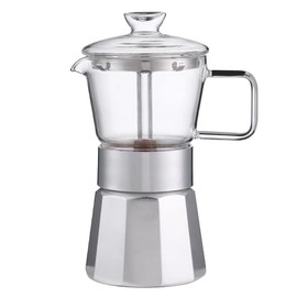 SIXAQUAE Moka Stovetop Espresso Maker,Crystal Glass-top & Aluminum Espresso Moka Pot,Classic Italian coffee maker,360ml(8cup)