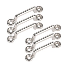 Amarine Made Pack of 6 Stainless Steel Bimini Top Strap, Pad Eye ,Footman's Loop for Jeep Corvette, Buggy, Kayak Tie Downs