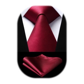 Enlision 3.3" Burgundy Red Tie and Pocket Square Set Wedding Party Formal Silk Necktie for Men