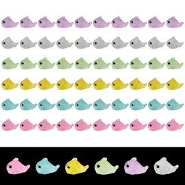 60Pcs Luminous Mini Resin Fish,Mini Resin Animals Figures,Miniature Glow in The Dark Ornament for Garden Landscape Aquarium Dollhouse Birthday Party Room Crafts DIY Decoration