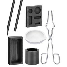 KYBOLT 7 Pieces Graphite Torch Melting Casting Kit Including 2 Graphite Mold,2 Graphite Crucibles,2 Graphite Rods,1 Tong for Melt.