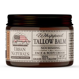 Urban Naturals Handmade Whipped Tallow Balm (Orange Vanilla) - 100% Grass-fed Organic Body Butter with Infused Jojoba Oil, for Eczema, Rosacea, Baby - 2 oz