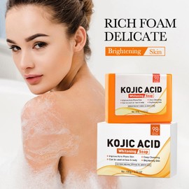 Handmade Kojic Acid Soap for Face and Body, 100 g Gentle Soap for Acne, Blackheads, Deep Cleansing Soap Against Dark Spots, Moisturising Soap Against Acne, Black Spots, Blackheads