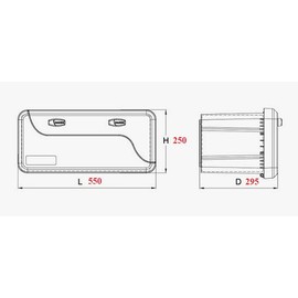 DAKEN Blackit Drawbar Box 2 - 550 x 250 x 295mm Tool Box Trailer Storage Box Tool Box 23L