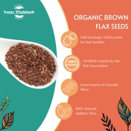 Sussex Wholefoods: Organic Brown Flax Seeds 500g - Nutritious, Fibre-Rich Superfood