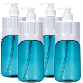 Yebeauty Soap Dispenser, 3 Pack 23.7oz/700ml Empty Refillable Pump Bottle Modern Liquid Plastic Shampoo and Conditioner Bottles Large Body Wash Dispenser for Shower,White-Blue