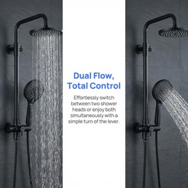 Shower Diverter Valve – G1/2 Solid Brass 3 Way Shower Diverter Valve for Hand Held Showerhead, Black