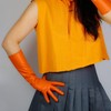 DooWay Long Faux Leather Gloves for Women Opera Evening Orange