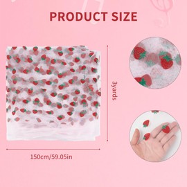 letsinstyle 3 Yards 59 Zoll Breite Erdbeer Tüll Stickereistoffe Netzstoff Aus Tüll Mit Fruchtstickerei Spitzenband Nähzubehör Für Röcke Kleider Party Dekoration