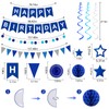 Blue Birthday Decorations Happy Birthday Banner Triangles Honeycomb Ball Paper
