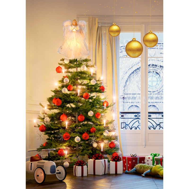 Christmas Tree Topper Angel with Lights, Xmas Tree Toppers Decorations