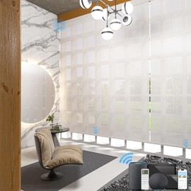 MYshade Custom Motorized Roller Shade Smart Window Roller Shade Light Filtering Remote Control Compatible with Alexa and Google Home USB Pannel Charging with Valance