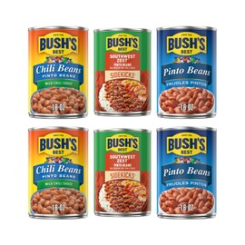 Bush's Best Baked Beans, Pinto Power Variety Pack, 2 Southwest Zest Pinto Beans (15oz), 2 Mild Chili Pinto Beans (16oz), 2 Original Pinto (16oz) (Variety Pack)