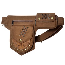 Women Waist Bag Pouch Vintage Waist pack Hip Bag Fanny Bag with Adjustable Belt Strap Renaissance Faire Festival Chest Pack