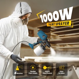 LEMNISCATE Electric Paint Sprayer Gun for House Painting, Easy Clean Paint Gun with 4 Nozzles and 3 Patterns, Portable Stain Sprayer for Fence & Furniture