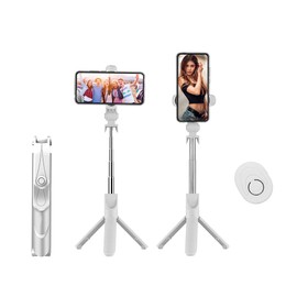 5-Section Extendable Selfie Stick Integrated Universal Phone Holder Tabletop Tripod with BT Remote Controller 10m Wireless Control for Phones