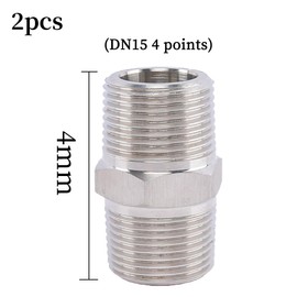 BZKSER Pack of 2 Shower Hose Adaptors Corrugated Pipe Extension 1/2 Inch Stainless Steel Connector Extension Adapter Nipple Sleeve Fitting Nipple, Double Nipple Connector for Pipe Connection