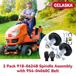 GELASKA 2 Pack Pre-Greased 918-0624B Spindle Assembly with 954-04060C Belt Replaces MTD 618-0624, 618-0659, 918-0624, 918-0624A, 918-0659, 618 0659, 954-04060 for MTD LT542G, LT 542H, LT942H Mis Tool