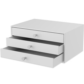 Svartur Desktop Organizer Drawers, Metal 3 Drawer Storage Organizer for A4 File, Desk File Storage Organization for Office, Home, No Assembly Required, White