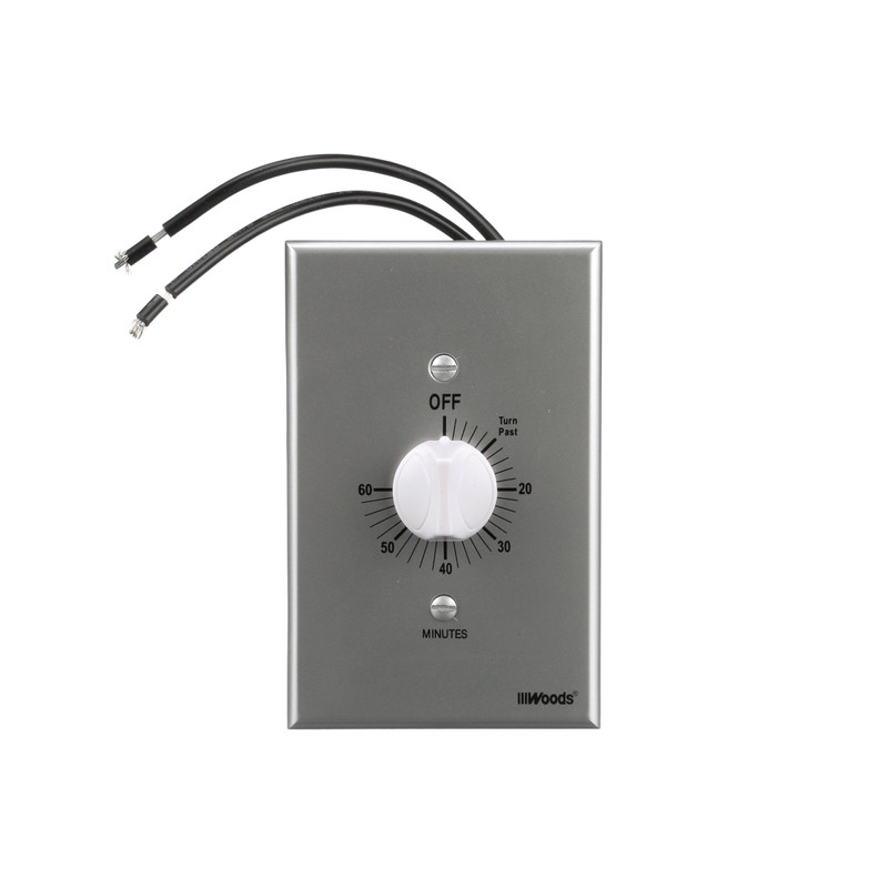 Woods 59719 In-Wall 60 Minute Spring Wound Timer; Grey/Gray