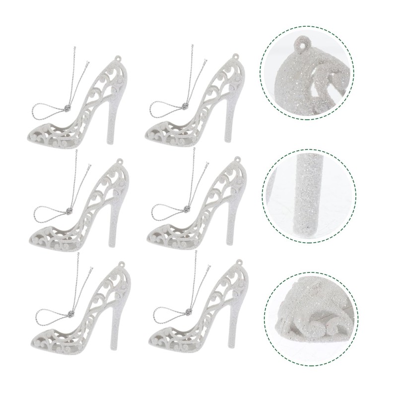 Ciieeo 6Pcs Cute Mini High Heel Xmas Ornaments Lightweight Decorative