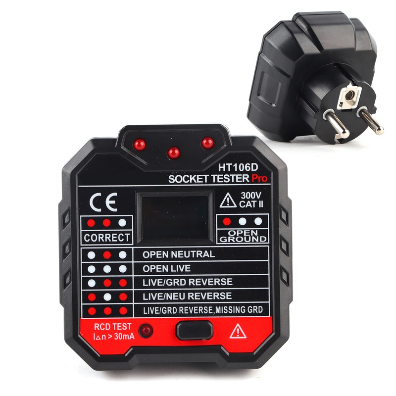 Electric Socket Tester Digital Display Fault Checker Detector Wall Plug