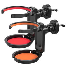 Quorumsg 2 Pezzi Universale Portabicchieri Auto, Regolabile e Pieghevole Portabicchieri per Auto, Portabevande Include Supporto Magnetico per Telefono, per Caffè, Bevande(Colore Arancione, Rosso)
