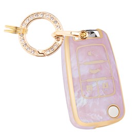 YALNORVA For Buick Chevy Key Fob Cover with Keychain, Key Fob Case Cover Fits for Buick Encore Chevy Cruze Sonic Trax Malibu GMC Terrain Car Accessories Flip Smart Key