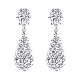 Ever Faith Women's Austrian Crystal Art Deco Vintage Style Dangle Pierced Earrings, Base Metal