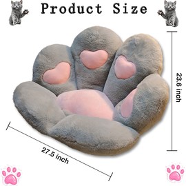Firecos Cat Paw Cushion, Seat Cushion for Chair, Plush Cushion in Cute Paw Shape, Skin-Friendly Chair Cushion, Soft Plush for Dining Room, Bedroom, Office, 70 x 55 cm (Grey)