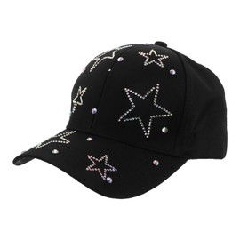 Outanaya Sun Visor Baseball Cap Hats ’ Glitter Hat Sparkly Rhinestone Cap Women’s Outdoor Hat Cute Rhinestone Hat Bling Sports Cap Women’s Fun Cap Cute Bling Hat Black Polyester