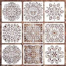 Mandala Stencils for Painting on Wood Wall Floor Furniture Tile Fabric, Small Rangoli Stencils Rock Painting Stencils for Home Decor (4 inch)