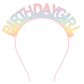 Canitor Rainbow Birthday Girl Headband Crown Tiara Hat Happy Birthday Party Decoration Favor Gifts for Women Princess