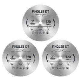 Finglee Dt 3 Inch HSS Circular Saw Blade with 3/8" Arbor, 120 Teeth High Speed Steel Cut Off Tool Blade for Wood, Plastic, Acrylic, Metal, Alumium, More Teeth for Finer Cutting (3Pcs)