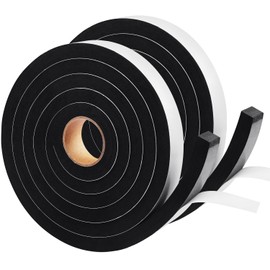 Seal Foam Tape, 2 Rolls 1/2 Inch W x 1/2 Inch T Weather Stripping for Door and Window,High Density Single Sided Closed Cell Door Insulation Weather Strip, 2 Rolls Total 13FT Black