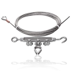 Drahtseile24 Stainless Steel Rope Set with 3 x Rope Clamps, 1 x Thimble and 1 x Wire Rope Tensioner, Stainless Steel Wire Rope Tensioning, Diameter 3 mm, 10 m