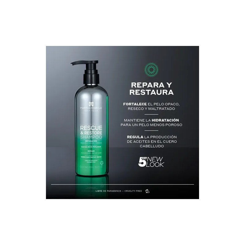 MARTHA DEBYALE HAIR TECH Rescue & Restore Shampoo. Restauración, con