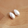 Sterling Silver Small Dome Brushed Waterdrop Pear Teardrop Stud Earrings