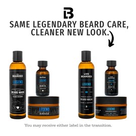Live Bearded 3-Step Beard Grooming Kit - Wash, Oil and Butter - Made in the USA - All-Natural Ingredients with Shea, Jojoba - Growth Support | Legend Scent - Sandalwood, Vanilla