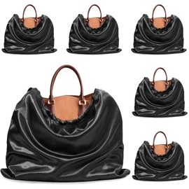 Ersmak 6 Pack Dust Bags for Handbags - Black Silk Dust Cover Bag for Purses Shoes - Satin Drawstring Dustproof Bags for Travel Storage - 19.7 x 15.7 In