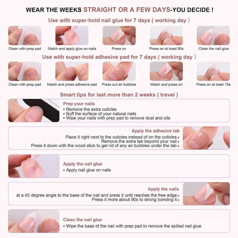 Long Press on Nails Stiletto Fake Nails French False Nails