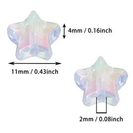 Tupalizy 50PCS Small Star Beads 11mm Acrylic Star Shaped Crystal Bead Charms for Bracelets Jewelry Making Earring Necklace Art Crafts Project Keychain Accessories Christmas Birthday Gifts (White)