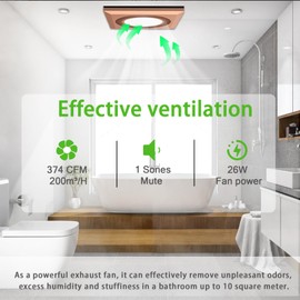 OKCMTR Bathroom Exhaust Fan with LED Light, Quiet Ventilation Bath Fan Combo for Ceiling,Vent Fans 374 CFM Adjustable Light 3000K/4000K/6500K for Laundry Shower Restroom Farmhouse