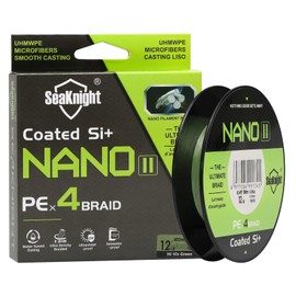 Seaknight NANO II 4 Strands Braided Lines 300M Smooth PE Braid Multifilament Wire Carp Fishing Lines Double Coating UV-proof Saltwater-proof Fishing Line for Sea Fishing Ultralight 7-15LB