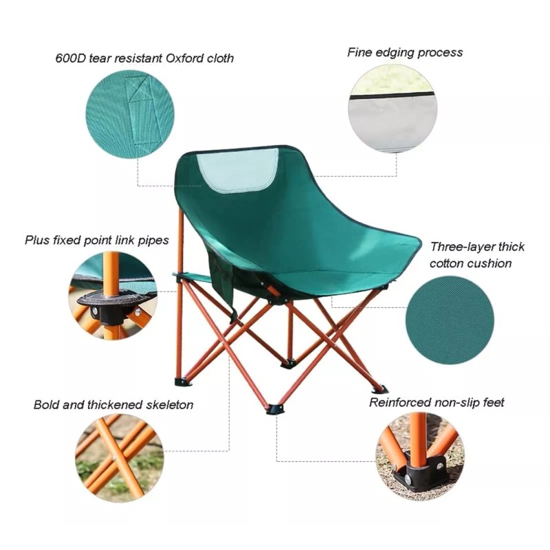 Plasticocina Silla Plegable Portátil Para Campamento Jardín Playa Verde