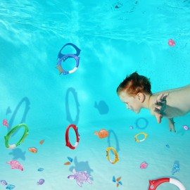 TOPWAYS Pool Diving Toy Set 4 Diving Gemstone Diving Torpedoes Swimming Underwater Pool Training Toy Diving Games Training Children's Gifts (Gemstone)