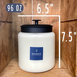 Buckeye Candle Company Large 96 Oz Soy Candle Apothecary Jar with Black Lid, Honeysuckle Jasmine Scent