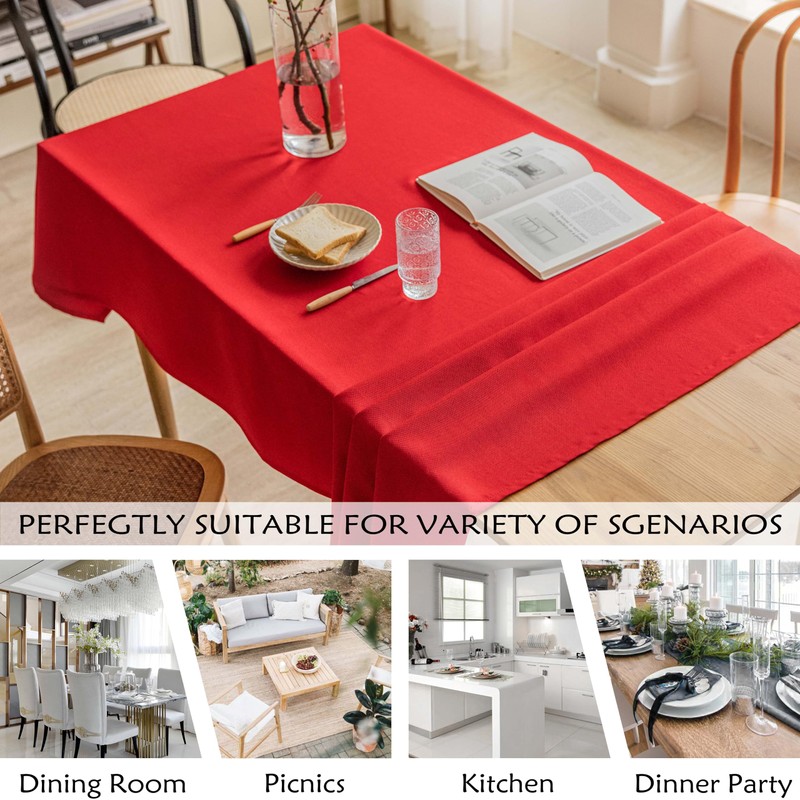 Home Brilliant Red Table Cloth for 6 to 8 Seats